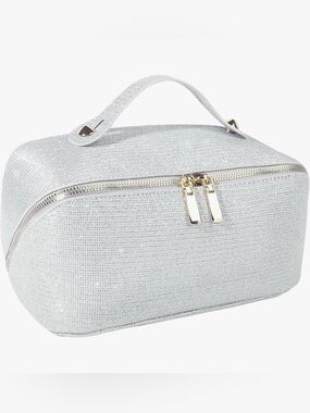 🆕 Deluxe Waterproof, Large Capacity Travel Makeup Bag. Blk/Gold or Wht/Silver.